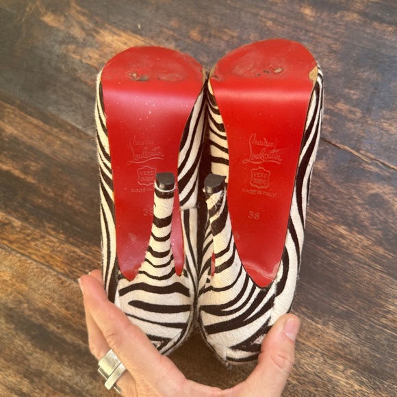 Louboutin Peep toe Heels Zebra print size 38 - Picture 8 of 11
